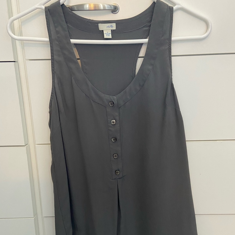 Gray blouse tank from Anthropologie- Odille brand
